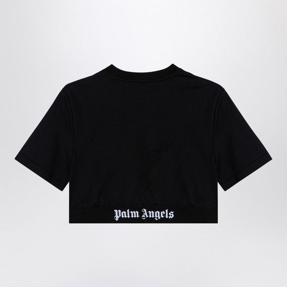 Palm Angels Black Cropped T-Shirt With Logo Women - Picture 2 of 2
